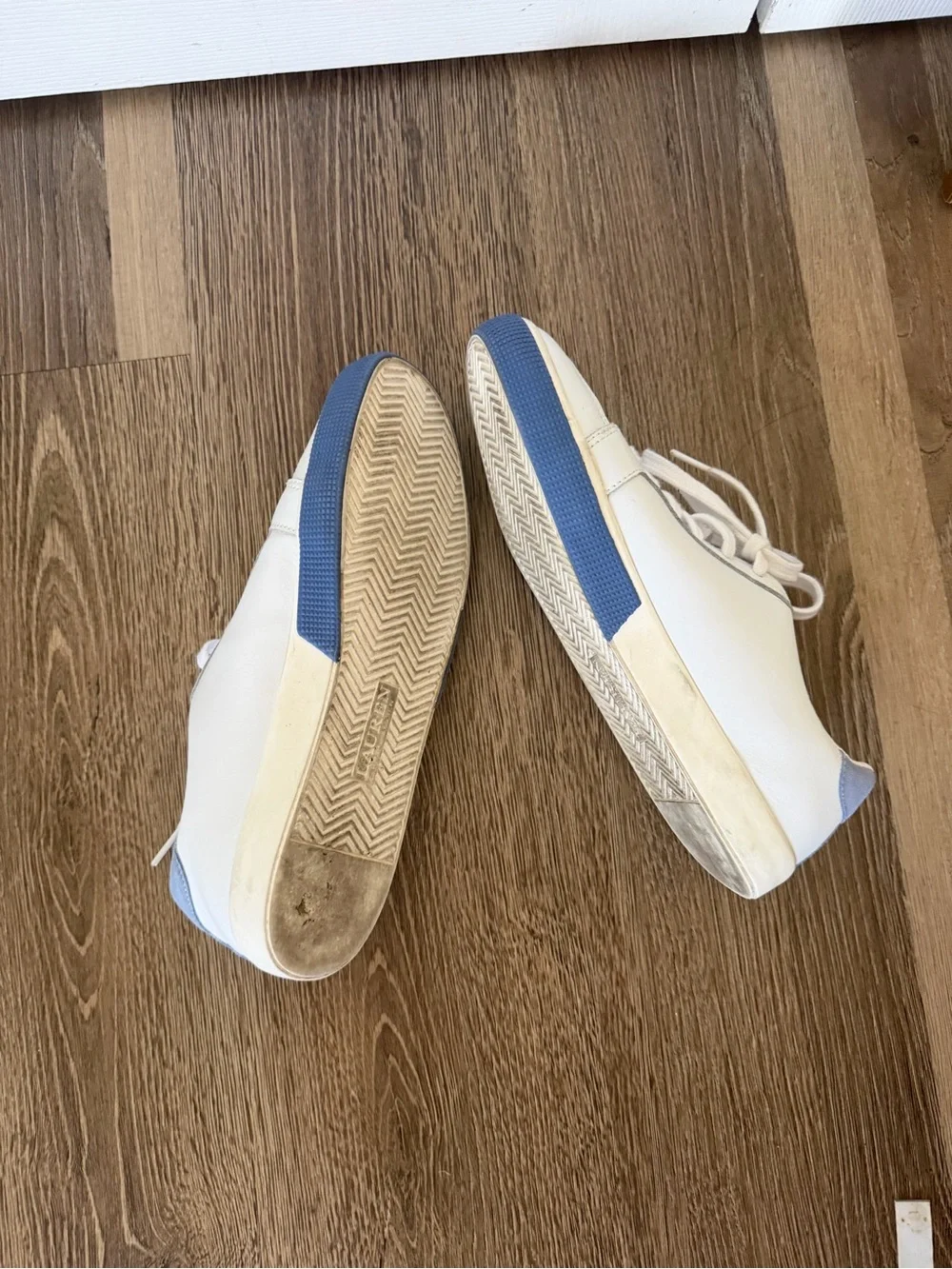 Lauren Ralph Lauren White Leather Sneakers with Blue Outsole